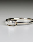 Salt and Pepper Diamond Ring 14k Gold, Handmade Promise Ring, Art Deco Baguette Diamond Minimalist Engagement Ring