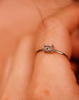 Salt and Pepper Diamond Ring 14k Gold, Handmade Promise Ring, Art Deco Baguette Diamond Minimalist Engagement Ring