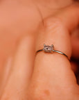 Salt and Pepper Diamond Ring in 14k White Gold, Handmade Promise Ring