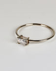 Salt and Pepper Diamond Ring 14k Gold, Handmade Promise Ring, Art Deco Baguette Diamond Minimalist Engagement Ring