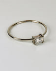 Salt and Pepper Diamond Ring 14k Gold, Handmade Promise Ring, Art Deco Baguette Diamond Minimalist Engagement Ring