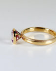 Cushion Cut Rose de France Amethyst Ring 10k Gold, Bezel Set Solitaire Engagement Ring - Melt'm Jewelry