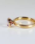 Cushion Cut Rose de France Amethyst Ring 10k Gold, Bezel Set Solitaire Engagement Ring - Melt'm Jewelry