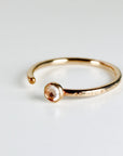Gold filled open ring with a 3mm bezel-set gemstone, shown on a white background as a minimalist pinky promise ring for bridesmaids.