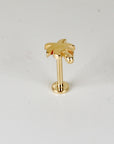 Tiny Palm Tree Flat Back Earrings (5 mm) 14k Solid Gold
