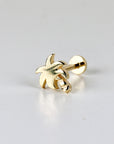 Tiny Palm Tree Flat Back Earrings (5 mm) 14k Solid Gold