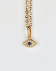 14k Gold Sapphire Evil Eye Necklace