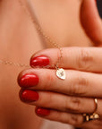 14k Solid Gold Engraved Heart Necklace, Custom Initial Pendant