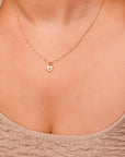 Engraved Heart Necklace Gold Filled, Custom Initial Pendant