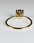 Olive Green Tourmaline Engagement Ring – Round Cut Gemstone in Tulip Setting, 14k Solid Gold, Unique Anniversary or Bridal Ring