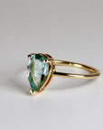 Pear Green Tourmaline Ring 14k Gold, Mint Teal Tourmaline Engagement Ring, Handmade Solitaire Statement Ring, Unique Gift for Wife