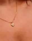 14k Solid Gold Engraved Heart Necklace, Custom Initial Pendant