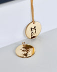 Photo Engraved Necklace Gold Filled, Custom Portrait Coin Necklace