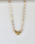 Tiny Bow Necklace 14k Solid Gold with Dainty Twisted Ribbon Charm