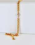 Heart CZ Bracelet Gold Filled, Dainty Gold Curb Chain Bracelet, Cubic Zirconia Heart Charm, November Jewelry Gift, Stacking Bracelet