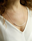 Curved Hammered Silver Bar Necklace