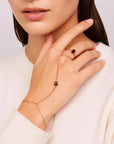 Pear Garnet Hand Chain Ring - Gold Slave Bracelet
