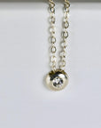 Sterling Silver Floating CZ Pebble Necklace - Melt'm Jewelry