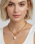 Gold Filled Freshwater Pearl Pendant Toggle Necklace