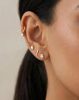 14k Solid Gold Earring Charm For Hoops, 14k Gold Cz Bezel Charm