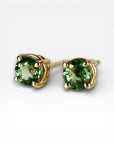 Green Sapphire Earrings 14k Solid Gold, Sapphire Bridal Earrings - Melt'm Jewelry
