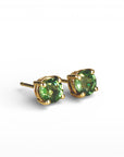 Green Sapphire Earrings 14k Solid Gold, Sapphire Bridal Earrings