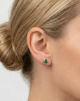 Green Sapphire Earrings 14k Solid Gold, Sapphire Bridal Earrings - Melt'm Jewelry