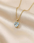Close up heart shaped aquamarine pendant necklace