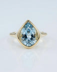 Fancy Cut Aquamarine Bezel Set Ring, Statement Gold Ring - Melt'm Jewelry