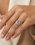 Fancy Cut Aquamarine Bezel Set Ring, Statement Gold Ring