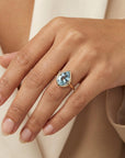 Fancy Cut Aquamarine Bezel Set Ring, Gold Statement Ring