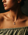 14K Solid Gold Salt and Pepper Diamond Cluster Necklace with Pear Moissanites - Melt'm Jewelry