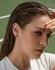 14k Gold Emerald Cut Emerald Stud Earrings