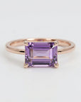 Emerald Cut Amethyst Ring in 14k Rose Gold or Yellow Gold - Melt'm Jewelry