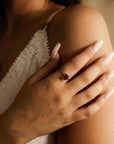 14k Gold Emerald Cut Amethyst Ring, Amethyst Engagement Ring