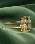 Green Sapphire Earrings 14k Solid Gold, Sapphire Bridal Earrings