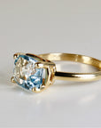 Cushion Cut Aquamarine Ring 14k Gold Aquamarine Engagement Ring
