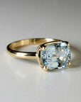 Cushion Cut Aquamarine Ring 14k Gold Aquamarine Engagement Ring - Melt'm Jewelry