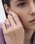 Emerald Cut Amethyst Ring in 14k Rose Gold or Yellow Gold