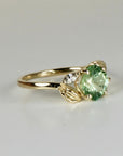 Prasiolite Cushion Cut Engagement Ring in 14K Solid Gold