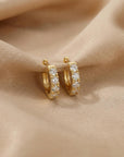 Chunky diamond huggie earrings in solid 14k gold with natural GH SI diamonds