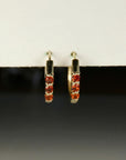 Garnet Huggie Hoop Earrings 14k Gold, Bridal Garnet Hoop Earrings