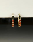 Garnet Huggie Hoop Earrings 14k Gold, Bridal Garnet Hoop Earrings - Melt'm Jewelry