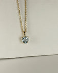 Heart Shape Aquamarine Necklace 14k Solid Gold