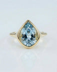 Fancy Cut Aquamarine Bezel Set Ring, Statement Gold Ring
