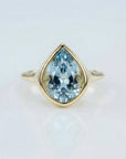 Fancy Cut Aquamarine Bezel Set Ring, Gold Statement Ring