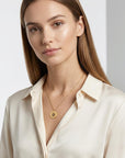 Actual Handwriting Disk Necklace, Kids Name Gold Pendant