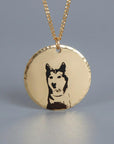 Photo Engraved Necklace Gold Filled, Custom Portrait Coin Necklace