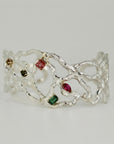 Multi-Gem Gemstone Cuff Bracelet in Sterling Silver and 14k Gold Set- One of A Kind