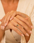 Rose Cut Kite Shape Salt and Pepper Diamond Ring in 14k Yellow Gold